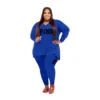 XL-5XL Fall 2021 Plus size Women Clothing Two Piece Set Fashion Long Sleeve V Neck top And Pants Print 2 Piece Suit Outfit - Image 5