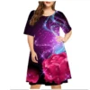 Elegant Women Fashion Short Sleeve Dress Casual Party Floral Print Loose Clothing Summer Plus Size Dresses 6XL Female Vestidos - Image 5