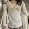 PixieKiki Fairy Gurnge Y2k Western Shirts Woman Flared Long Sleeve V Neck Tops Vintage Boho Earthy Hippie Clothes P67-CI15 - Image 3