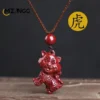 Natural Cinnabar Zodiac Pendant Ox Tiger Rabbit Children's Transfer Necklace Hand-carved Fashion Lucky Charms for Men and Women - Image 3