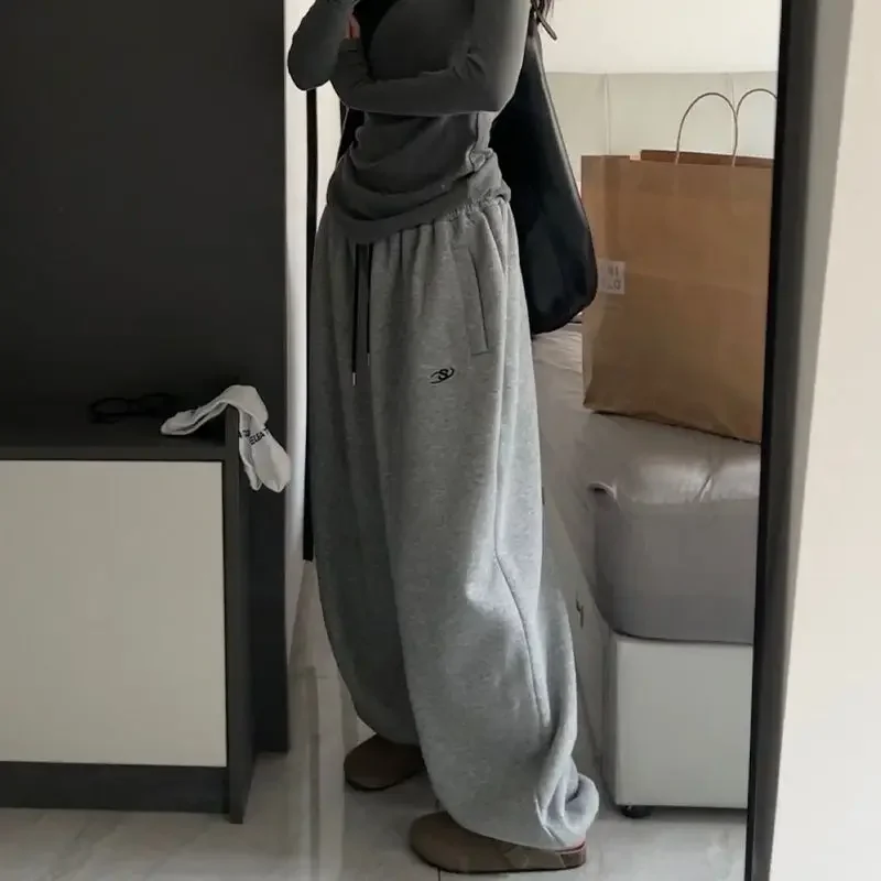 Deeptown Baggy Fleece Grey Sweatpants Women Vintage Black Oversize Harem Pants Korean Fashion Streetwear Sports Trousers Hip Hop - Image 3