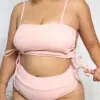 0XL - 4XL Ribbed Bikini Plus Size Large Size Swimwear Women Swimsuit Female Two-pieces Bikini set Bather Bathing Suit Swim V3311