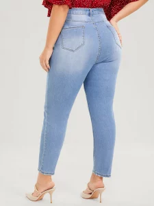 Plus Size Skinny Jeans for Women High Rise Women Jeans Stretchy Pencil Lady Denim Jeans 100 Kgs Mom Jeans Full Length Wash Jeans - Image 3