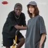 ZODF New 2024 Heavy Weight Summer Solid T Shirts For Men Unisex High Street Oversized 385gsm Cotton T-Shirt Streetwears HY0497 - Image 3