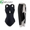 MUOLUX Women Swimsuit 2024 Female Vintage One Piece Swimwear Bikini Set Holiday Beach Solid Dress Bathing Suit Summer Plus Size - Image 3