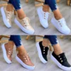 Summer White Women Shoes Fashion Round Toe Platform Shoes Plus Size Casual Sneakers Lace Up Flats Women Slip On Tennis Shoes - Image 4