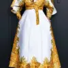 Plus Size 5XL VONDA Elegant Printed Dress Women Long Sleeve Belted Bohemian Maxi Long Sundress Buttons Vintage Casual Robe Femme