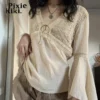 PixieKiki Fairy Gurnge Y2k Western Shirts Woman Flared Long Sleeve V Neck Tops Vintage Boho Earthy Hippie Clothes P67-CI15 - Image 2