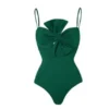 2024 Europe and the United States new women's swimsuit two sets of solid color one-piece bow sunscreen swimsuit women - Image 5