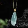 High Quality Natural Jade Blue Water Hand Pearl Pendant 18K Gold Ice Type Women's Jade Necklace Luxury Fashion Jewelry Gift - Image 2