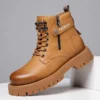 Autumn Winter High Top Boots for Men Fashion Casual Cow Leather Casual Shoes Male New Designer Ankle Botas Militares Hombre - Image 3