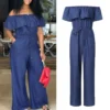 Fashion Casual Women Solid Off Shoulder Long Romper Jumpsuit Bodysuit Overall Wide Legs - Image 4