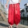 Men Pants Lantern Pants Summer Silk Hippie Gypsy Boho Baggy Pants Dragon Print Ankle-banded Soft Harem Pants Long Yoga Pants - Image 4