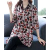Summer New Women's All-match Polo-Neck Chiffon Shirt Female Clothing Fashion Single-breasted Casual Polka Dot Printed Blouse - Image 3