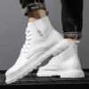 Round Tip Number 46 Mens High Top Canvas Shoes Boot Sneakers Designer Trainer Sports Sapatenis Fat Foot-wear New Novelties - Image 3