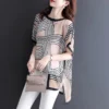 Fashion Striped Printed Batwing Sleeve Oversized Loose Irregular Chiffon Shirt Summer Asymmetrical Casual Women Clothing Blouse - Image 2