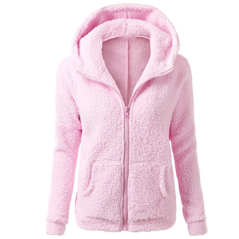 Autumn Winter Warm Jacket Women hoodie Hooded 2023 Casual Female Hoodies Sweatershirt Zipper Coat Solid Soft Fleece Women Coat