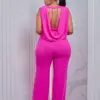CM.YAYA Vintage Women's Set Sleevless Pile Back Blouse and Wide Leg Pants 2023 Chic Street Two 2 Piece Set Outfit Tracksuit
