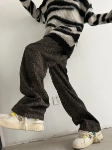 Baggy Leopard Print Y2k Jeans Men 2024 New American Retro Casual Wide Leg Denim Pants Fashion Streetwear Fashion Straight Jeans - Image 3