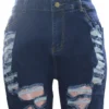 CMYAYA Plus size Knee Length Denim Women Retro Solid Hole Jeans Ripped Pencil Trousers Street Skinny High Waist Lady Pants - Image 4