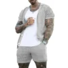 Summer Fashion Hollow Out Mesh Two Piece Sets Men Casual Pure Color Short Sleeve Shirt And Shorts Mens Suits Sexy Beach Outfits - Image 5