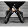 Men's Boots 2023 Autumn and Winter New Designer Retro British Leather Boots Men's Casual Black Thick-soled Shoes Motorcycle Boot - Image 5