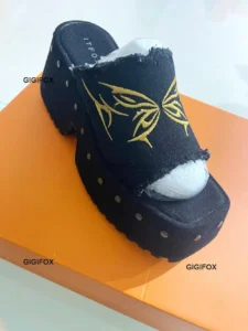 GIGIFOX Platform Sandals For Women Denim Butterfly Fashion Metal Design Fashion Rivet Slip On Punk Sandal Shoes Summer New Goth - Image 5