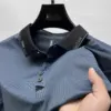 High quality fashionable striped printed short sleeve T-shirt men's summer ice silk breathable fashion loose casual POLO shirt