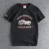 Summer American Retro Short-sleeved O-neck Motorcycle Printed T-shirt Men's Fashion Simple 100% Cotton Washed Casual Sport Tops - Image 2