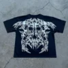Retro High Street American Oversized Short-sleeved Gothic Black Pattern Printed Trendy Clothing Men Fashion Loose Casual T-shirt - Image 5