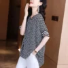 2023 Summer Oversize Women's Clothing Lace Patchwork Round Neck Printing Long Tops Women Fashion Casual Asymmetrical T-shirt - Image 3