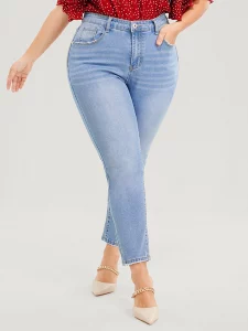 Plus Size Skinny Jeans for Women High Rise Women Jeans Stretchy Pencil Lady Denim Jeans 100 Kgs Mom Jeans Full Length Wash Jeans - Image 4