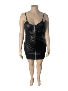 Plus Size Dresses 5xl Woman Clothing Plus Leather Bodycon Dress Pu Clubwear Sling Sexy Short Dress Wholesale Bulk Dropshipping - Image 4