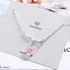 S925 sterling silver women's pink cherry blossom pendant necklace (40cm 3.5cm) luxury jewelry free shipping - Image 4