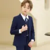 Children Slim Suit For Wedding Party Teenager Boys Host Piano Ceremony Tuxedo Dress Gentleman Kids Prom Show Photography Suit