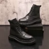 Men's English Style Thick Sole Design Men Boots Luxury High End Top Layer Leather Brand purple Chelsea High Quality Casual Boots - Image 2