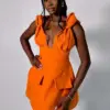 CM.YAYA Summer Women Sleeveless Elegant V-Neck High Waist A-Line Dress Bow Strap Backless Night Club Party Dresses Vestidos