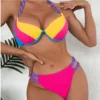 New Women's Bikini Solid Color Beach Holiday Swimsuit with Steel Tracer - Image 3