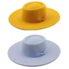 2024 Fedora Hat for Women Men Flat Top Concave Design Autumn Winter Bow Tie Jazz Hat Colorful Unisex Wide Brim Hats Panama - Image 4