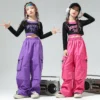 Kids Hip Hop Dancing Costumes for Girls Ballroom Shirt Pants Jazz Dance Stage Wear Outfits Child Dancewear Performance Suits - Image 4