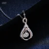 Luxury Platinum Pendant 0.5ct Moissanite Diamond Necklace Women's Smart Water Drop Beating Heart Clavicle Wedding Jewelry - Image 2