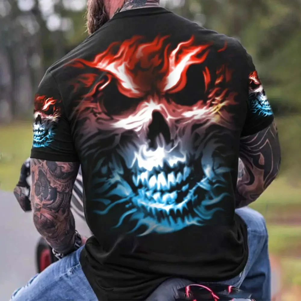 2024 New Skull Graphic Men's T-shirts 3D Printing Summer Cool Man Clothing Fashion Short Sleeve O-Neck Tees Vintage Streetwear