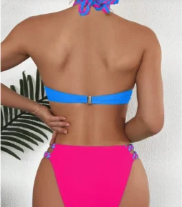 New Women's Bikini Solid Color Beach Holiday Swimsuit with Steel Tracer - Image 4