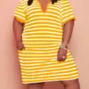 LW Plus Size dresses V Neck Striped Pocket Design Dress summer short sleeve midi dress vestido loose casual women clothing dress