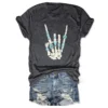 Rheaclots Western Rock On Skeleton Printed Round Neck Short Sleeve T-Shirt - Image 2