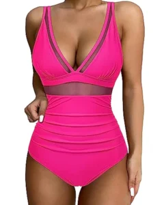 One Piece High Waist Women's Swimsuit 2024 New Swimwear Ribbed Bikini Sexy Colorblock Bikini Set High Cut Bathing Suit Women - Image 4