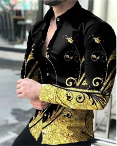 Lightning Hawaiian Shirts Floral 3d Printed Shirts Men Fashion Shirt Long Sleeve Casual Beach Blouse Lapel Blouse Men's Clothing - Image 5