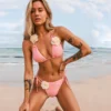 2024 Sexy 3D Flower Bikini Swimwear Women Swimsuit Soild Halter Bikini Set High Cut Bandage Bathing Suits Summer - Image 2