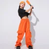 Ballroom Kids Hip Hop Clothing Oversize T Shirt Orange Casual Cargo Pants for Girl Boy Jazz Street Wear Dance Costume Clothes - Image 6