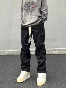 Baggy Cargo Pants Pant Trousers for Men Streetwear Y2k Techwear Man Wide Many Pockets Grey Black Fashion Tactical Jogger Tube - Image 2